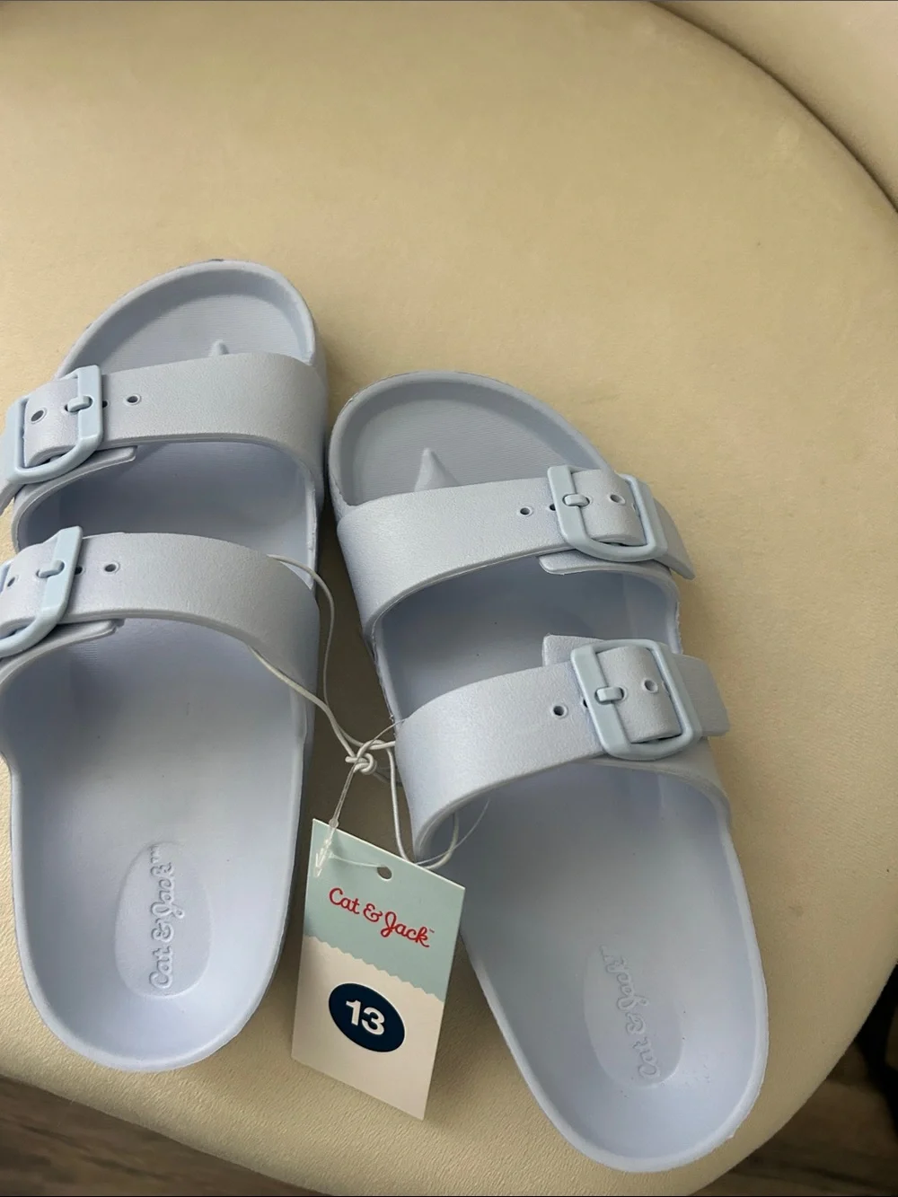 Light Blue cat &jack Kids Slide Sandals with Double Buckle size 13